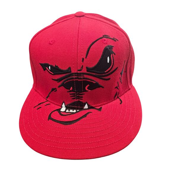 Vintage Georgia Bulldogs Fitted Hat Cap Red Uga Face Embroidered 7 3/8 Wool TOW - Picture 1 of 9